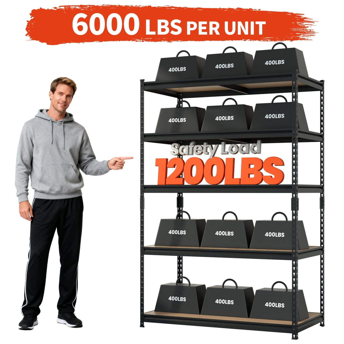 DYNALOAD 6000 LBS Capacity 5-Tier Garage Shelving 48