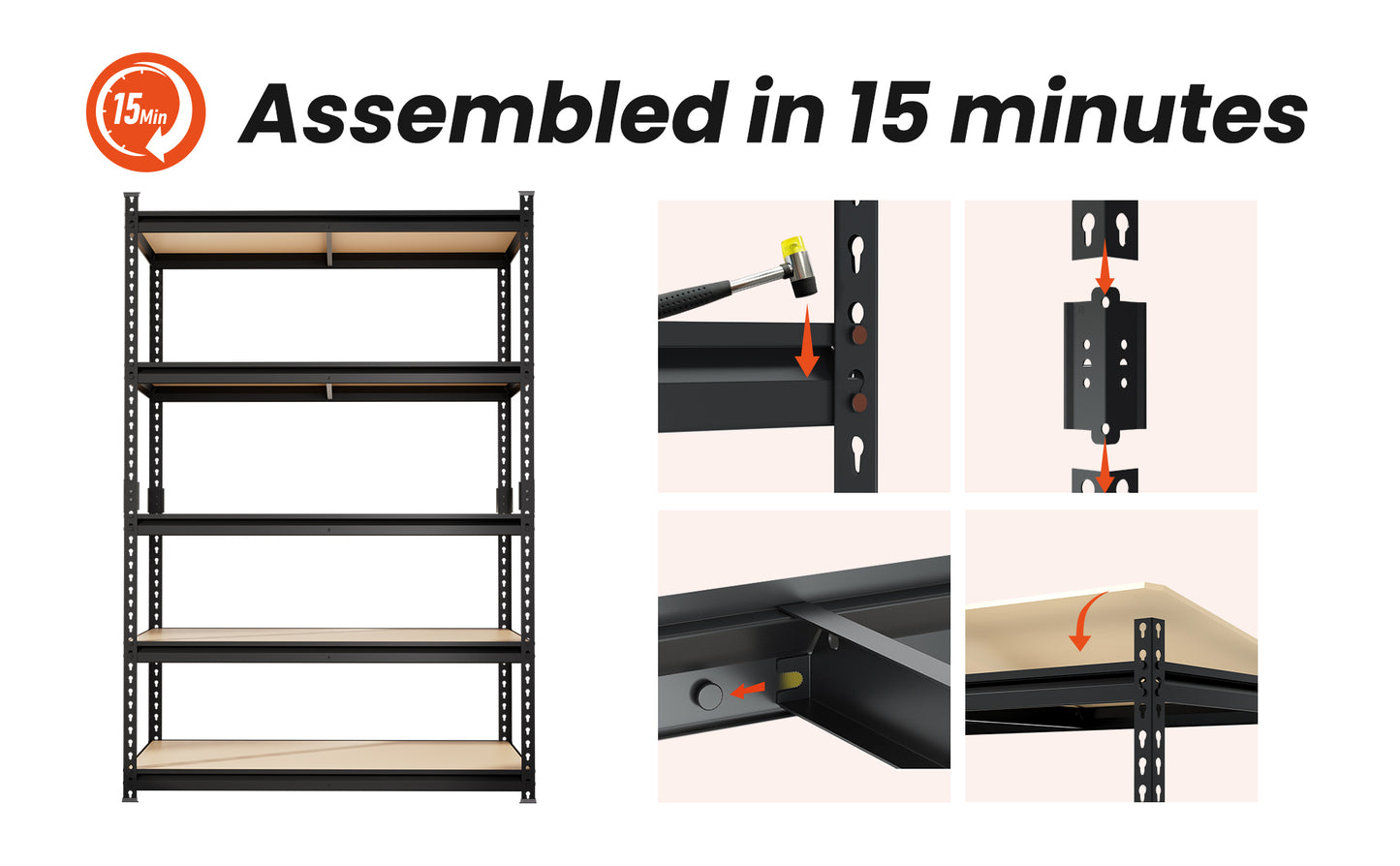 quick install storage shelf with no tools required easy assembly metal rack system