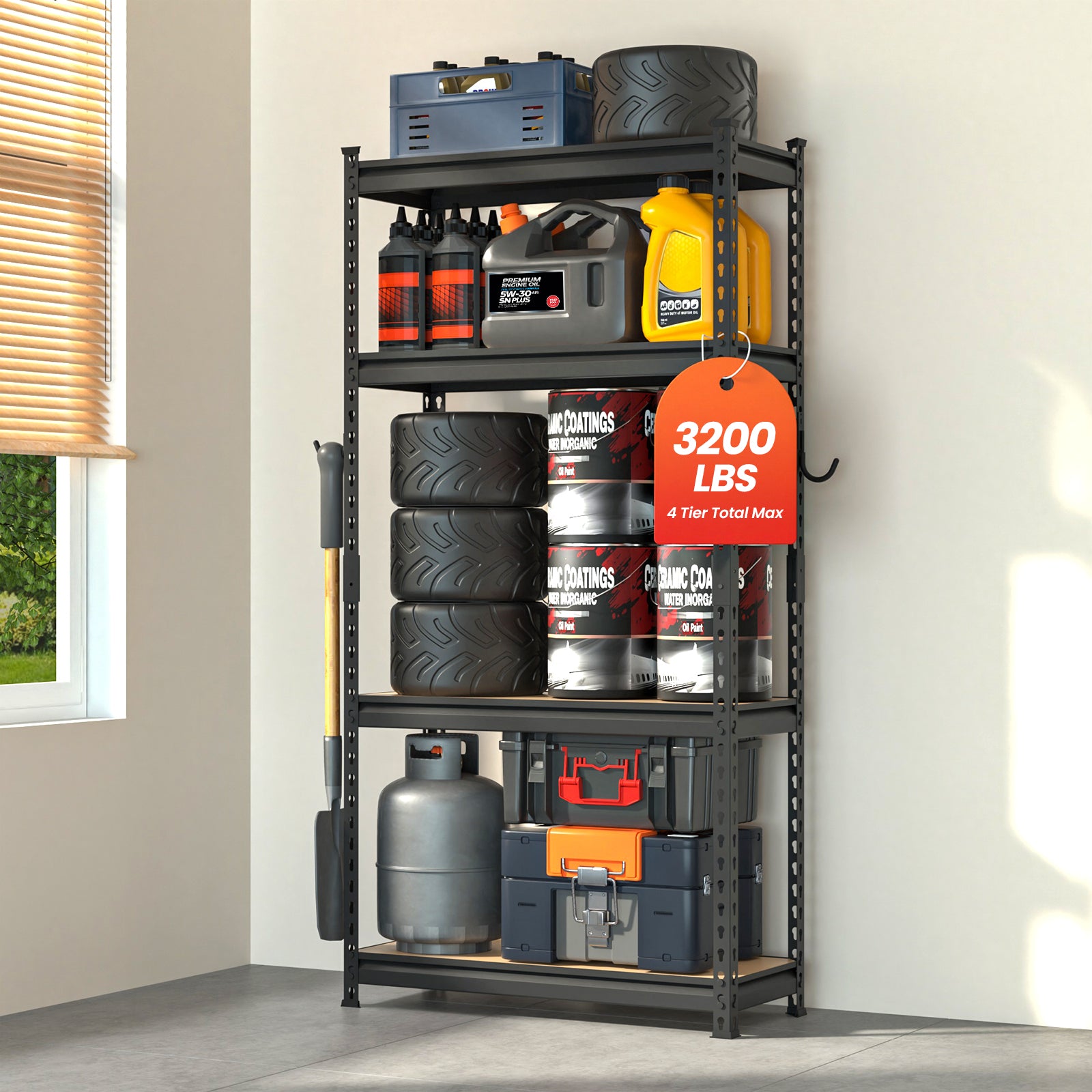 DYNALOAD Basic 3200 LBS Capacity 4-Tier Garage Shelving 30