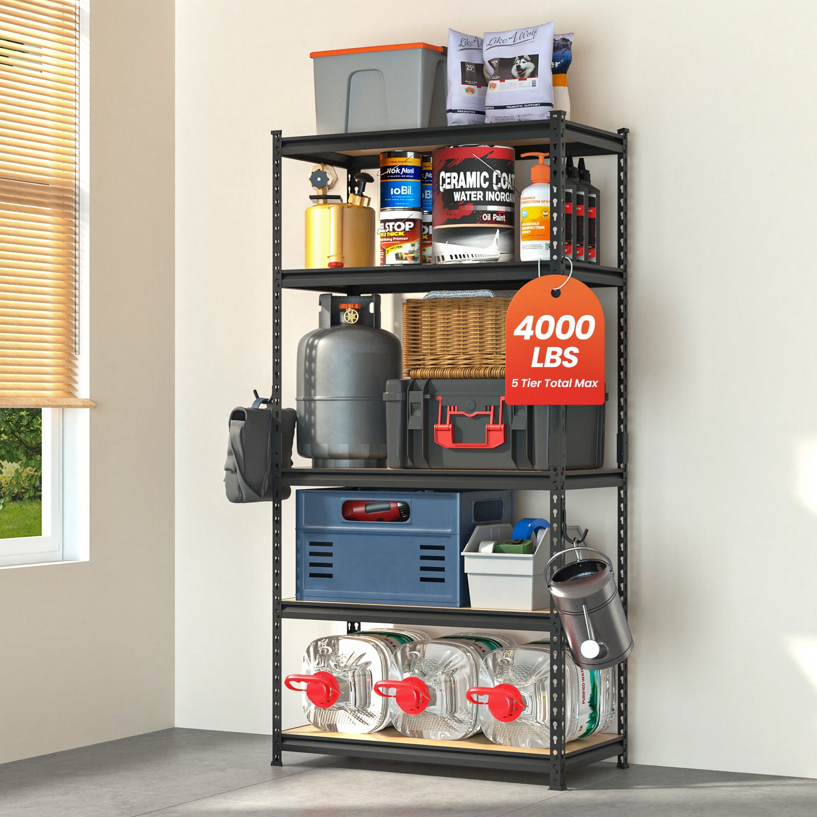 DYNALOAD BASIC 5-Tier Metal Adjustable Heavy Duty Garage Shelving 4000 ...